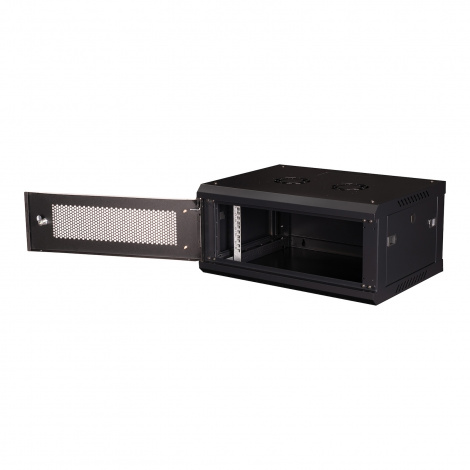 Шкаф 19" телекоммуникационный настенный, 4U 280x600х450 мм, дверь перфорация, черный